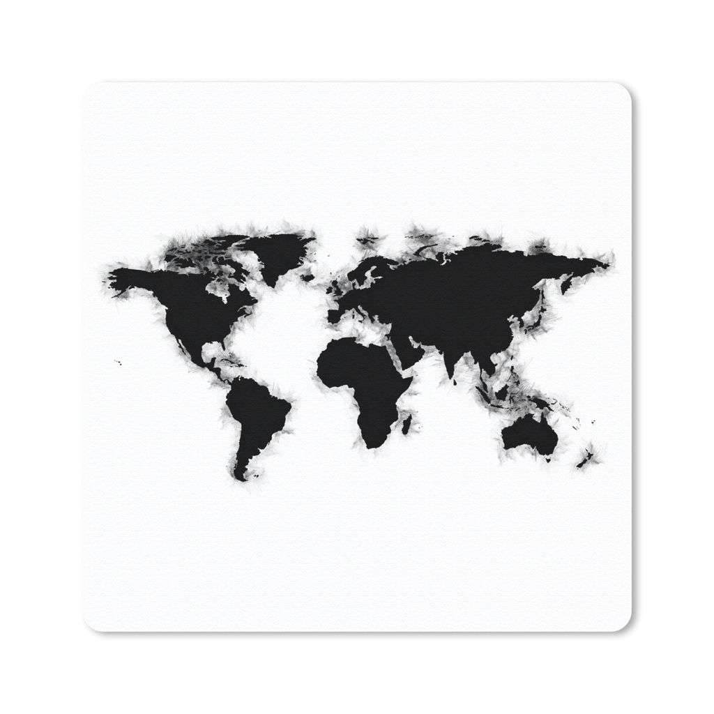 MuchoWow Mauspad Mousepad Weltkarte - Schwarz - Aquarell 30x30 cm - Mousepads - Maus Mat - Pad - Mausunterlage - Gaming