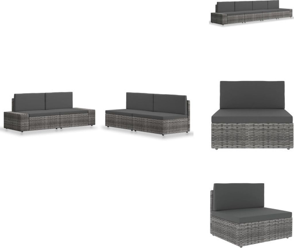 vidaXL 4-tlg. Garten-Lounge-Set Poly Rattan Grau - Gartenmöbel-Sets
