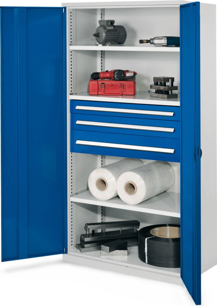 Kappes Schwerlastschränke ohne Mitteltrennwand 1950x1000x600mm Modell 46 Vollblechtüren enzianblau