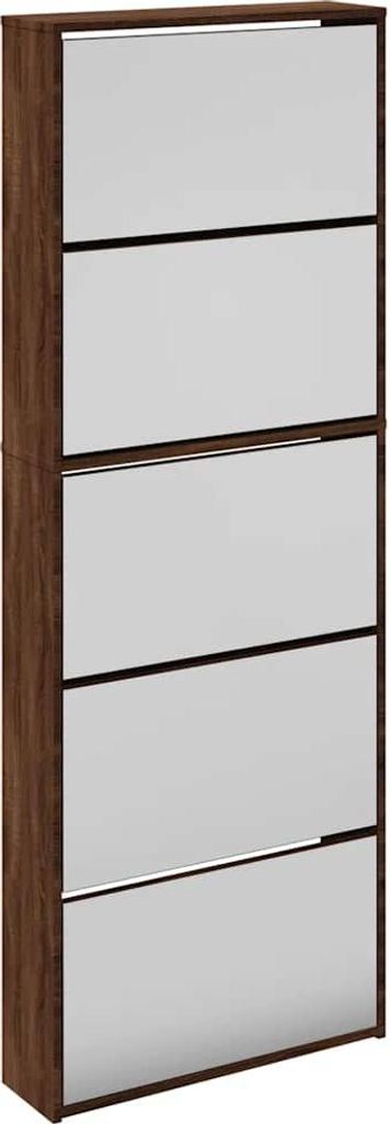 vidaXL Scarpiera con specchio 5 scomparti rovere marrone Immagine del prodotto 
