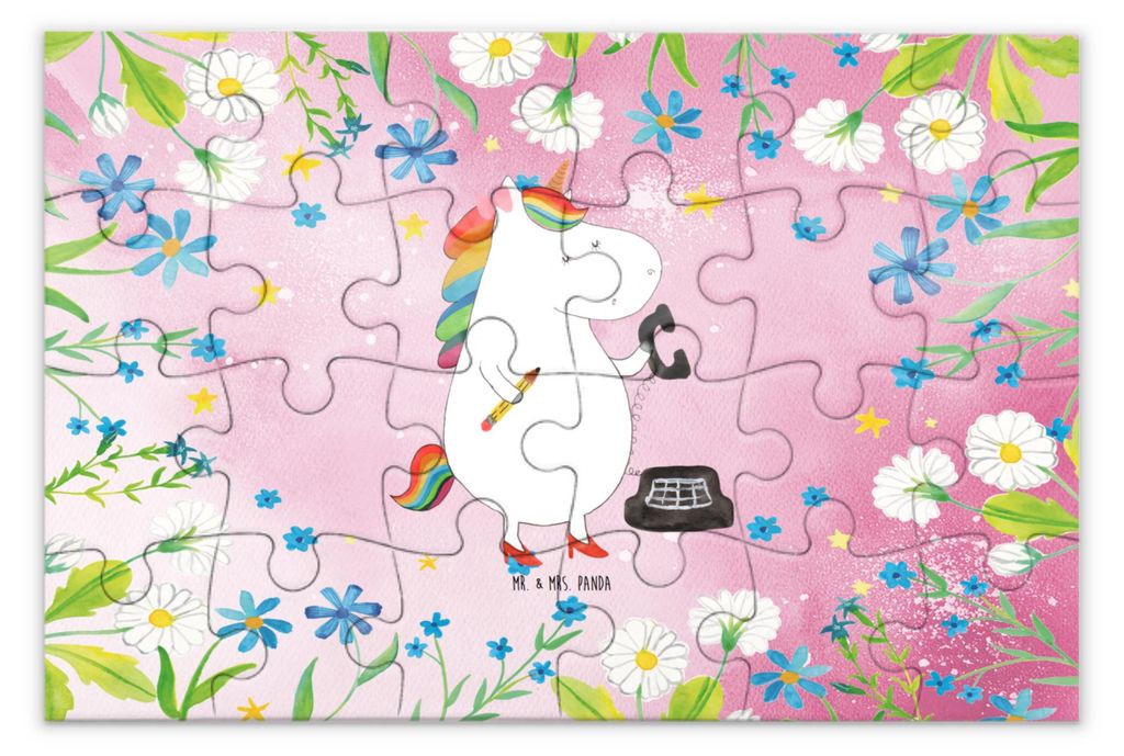Mr. & Mrs. Panda Puzzle Einhorn Sekretärin 24 Teile - Rot Pastell - Geschenk, 1000, Steuerkanzlei, Einhörner, Büro, Unicorn, Legespiel, 1500, 20...