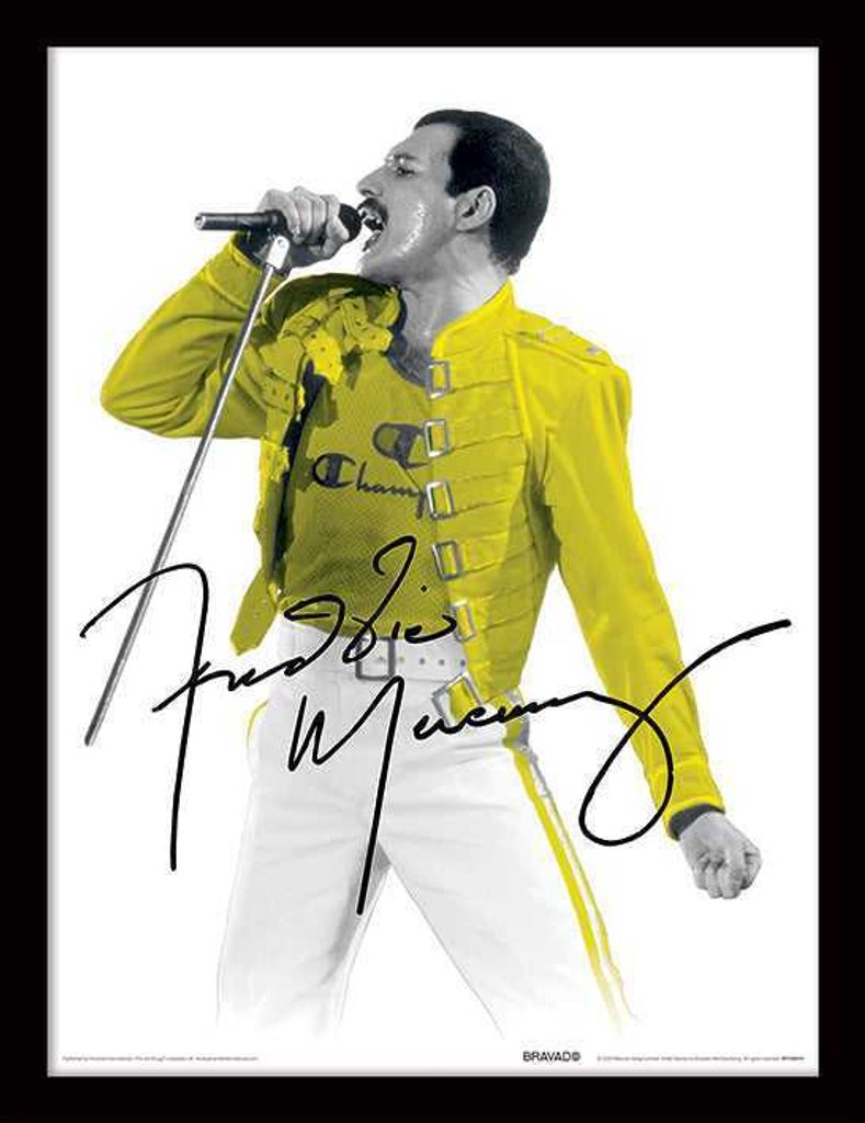 Freddie Mercury Gelbe Jacke: 30 x 40cm Gerahmter Druck