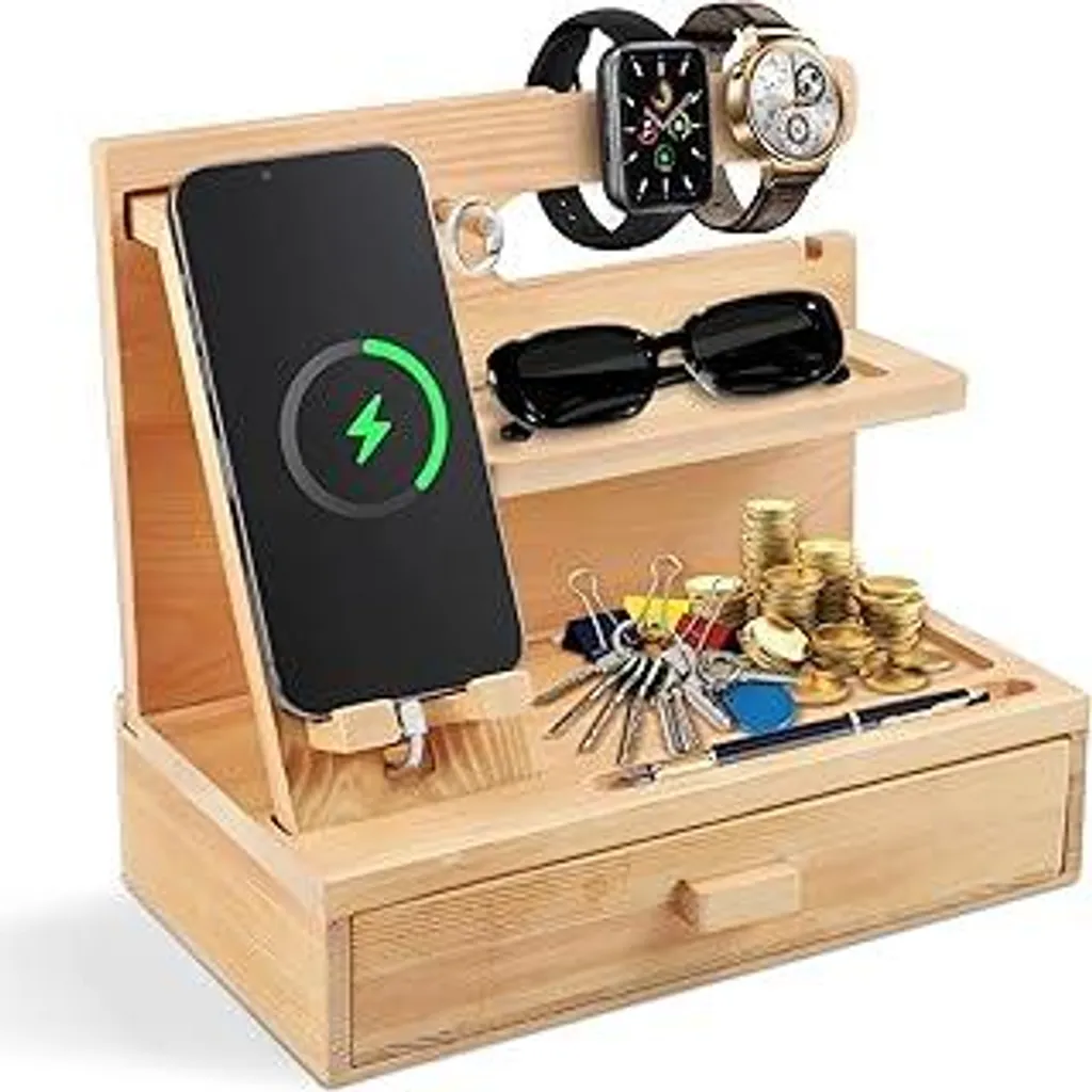 Organizer Scrivania Eco-Bambù con Cassetto e Vano Porta Cellulare