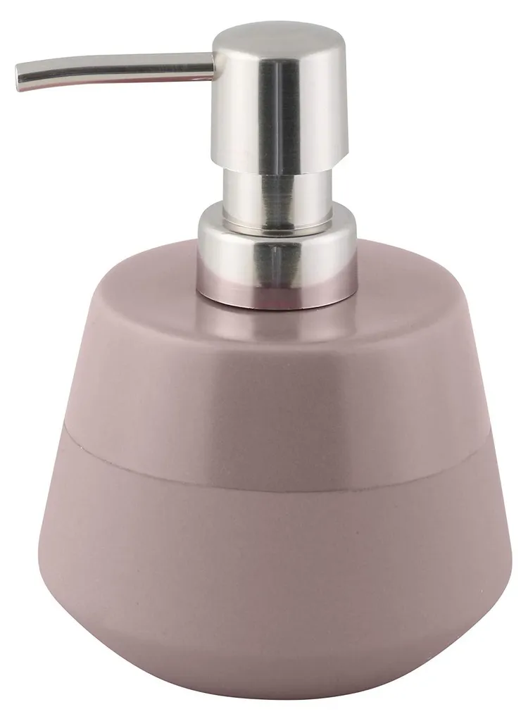 Distributeur de savon Nevada en grès taupe Ø 10 cm pour salle de bain