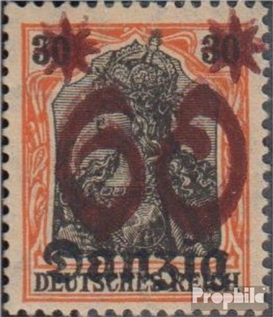 Briefmarken Danzig 1920 Mi 19DD II , Doppelaufdruck gestempelt Germania-Aufdruck