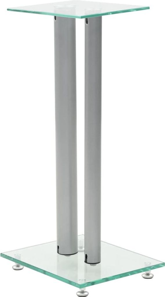 vidaXL Lautsprecherständer Säulen-Design 2 Stk. Hartglas Silbern