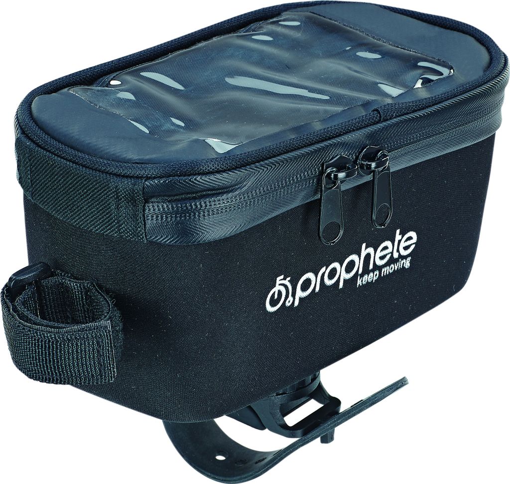 Prophete Fahrradtasche Rad-Oberrohrtasche 1L mit Smartphone-Fach bis 5,5 Zoll, wasserabweisend, Hartschale, werkzeugfreie Montage