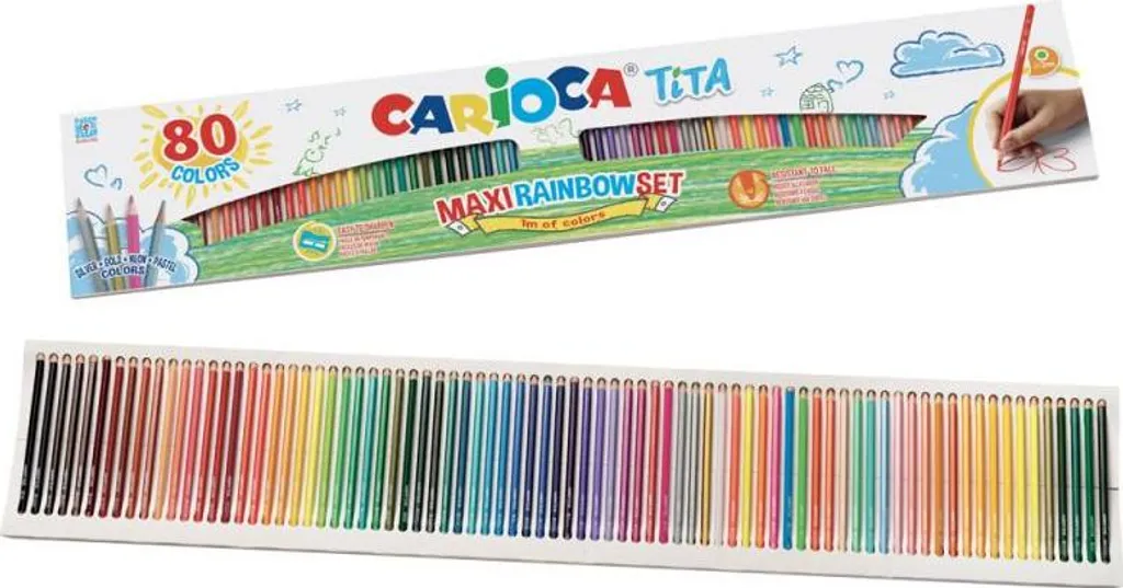 Crayons de Couleur Carioca pour École et Loisirs - Set Créatif 80 Pièces