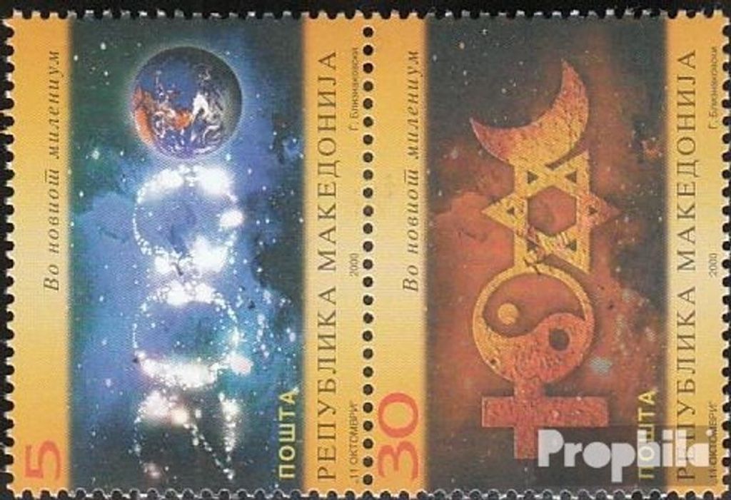 Briefmarken Makedonien 2000 Mi 187-188 Paar (kompl.Ausg.) postfrisch Jahrtausendwende