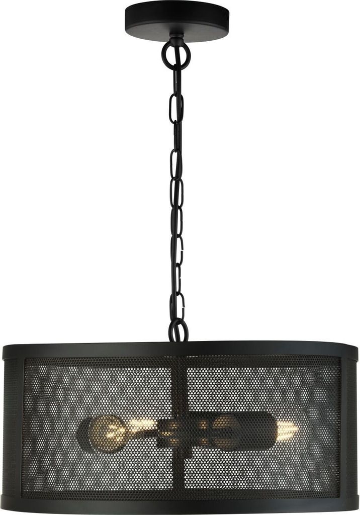 Hängeleuchte Metall E27 D: 45 cm H: max. 150 cm Schwarz 3-flammig rund Retro Design Pendelleuchte