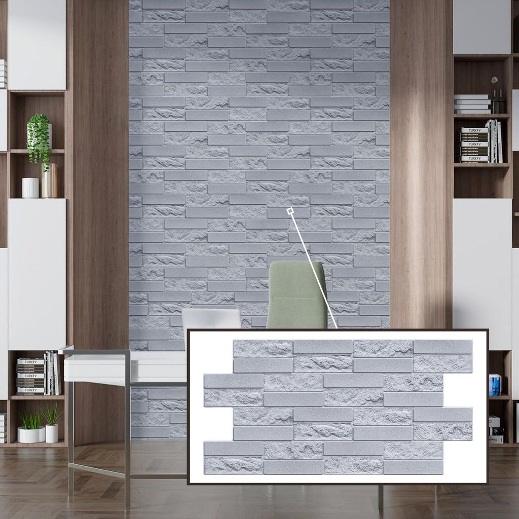 3D-Wandpaneele PVC | Ziegeloptik | Beton Verkleidungsziegel - 20 Platten - 10 m² | Für Wohnzimmer, Küche & Bad | Einfache DIY-Montage