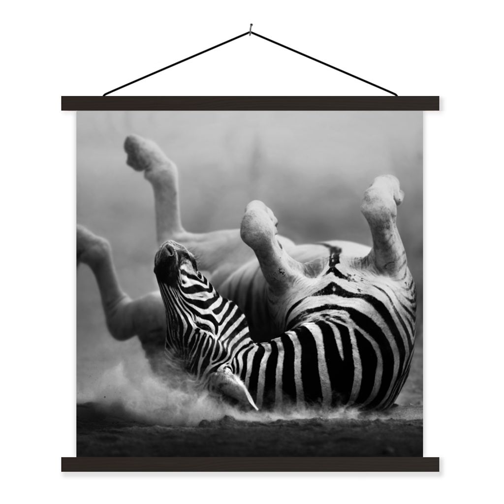 MuchoWow Textilposter Zebra - Tiere - Schwarz - Weiß 40x40 cm mit schwarzem Rahmen - Fotos