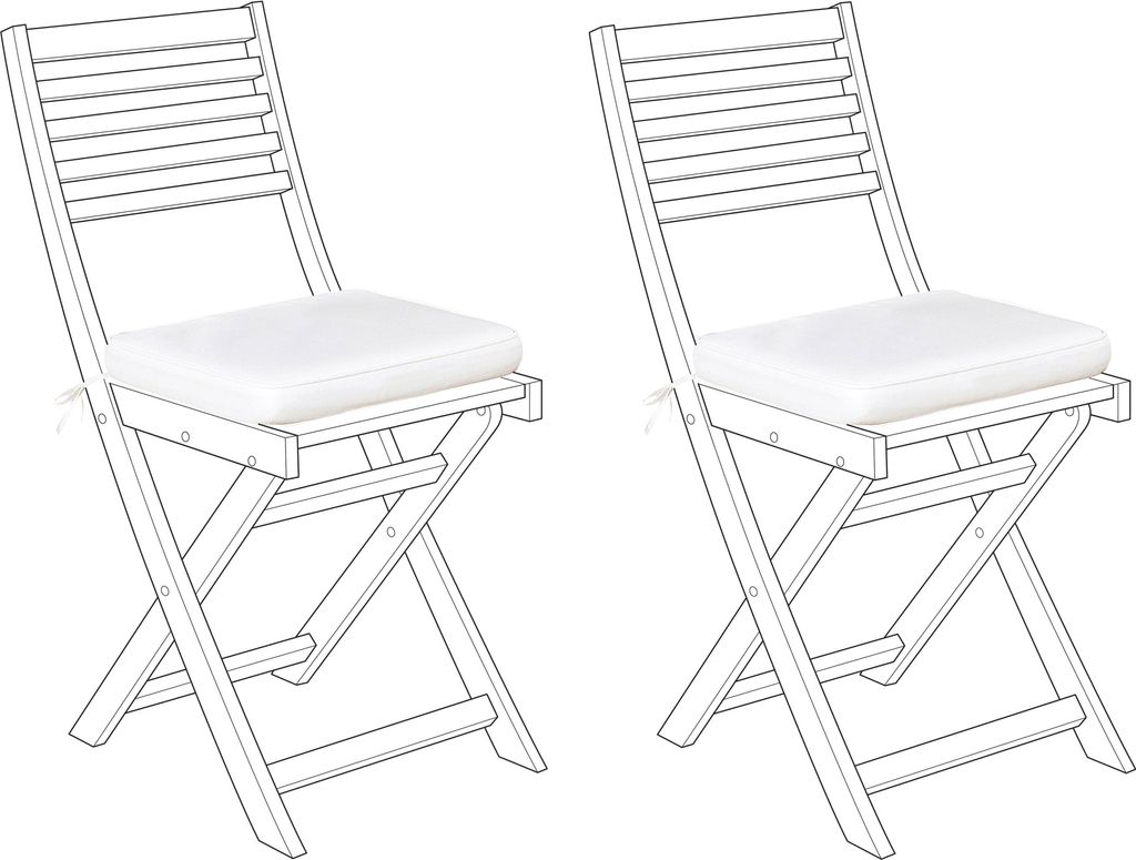 BELIANI Sitzkissen für Gartenstuhl 2er Set Cremeweiß Stoffbezug mit Reißverschluss Bindebändern 29 x 38 cm Modern Outdoor Stuhlkissen Stuhlpolster