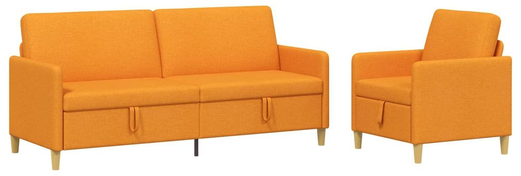 vidaXL Sofa Set mit Stauraum 2 pcs Dunkelgelb Polyester