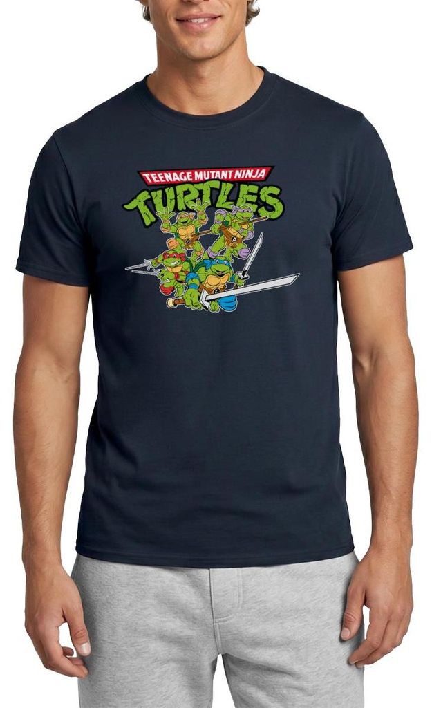 Spreadshirt Teenage Mutant Ninja Turtles Logo Männer T-Shirt, XL, Navy