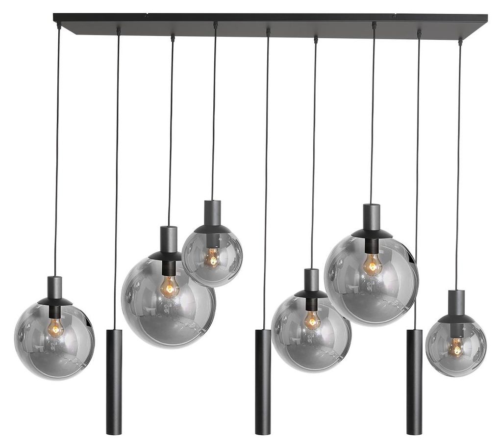Steinhauer - hängeleuchte - Bollique LED - schwarz - glas metall rauchglas - designlampe - E27_GU10 - 3798ZW