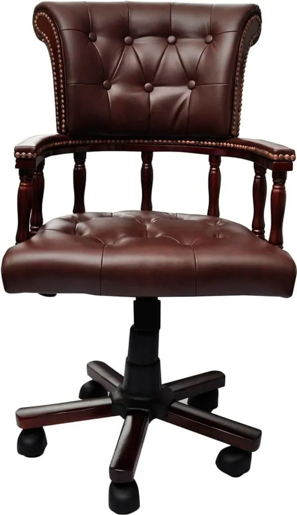 Chaise de bureau pivotante marron pour télétravail et études - Confort