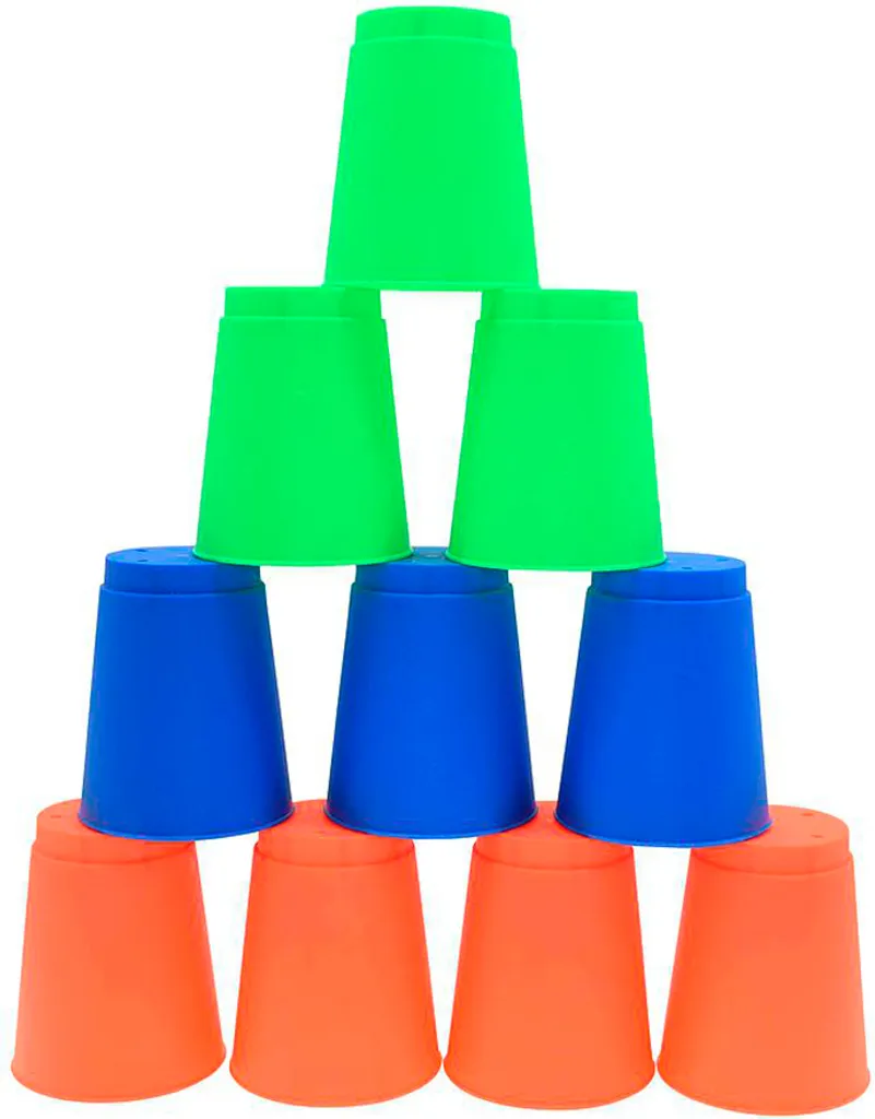 Pre-Sport Jeu de gobelets empilables 12 pièces bleu vert orange sport