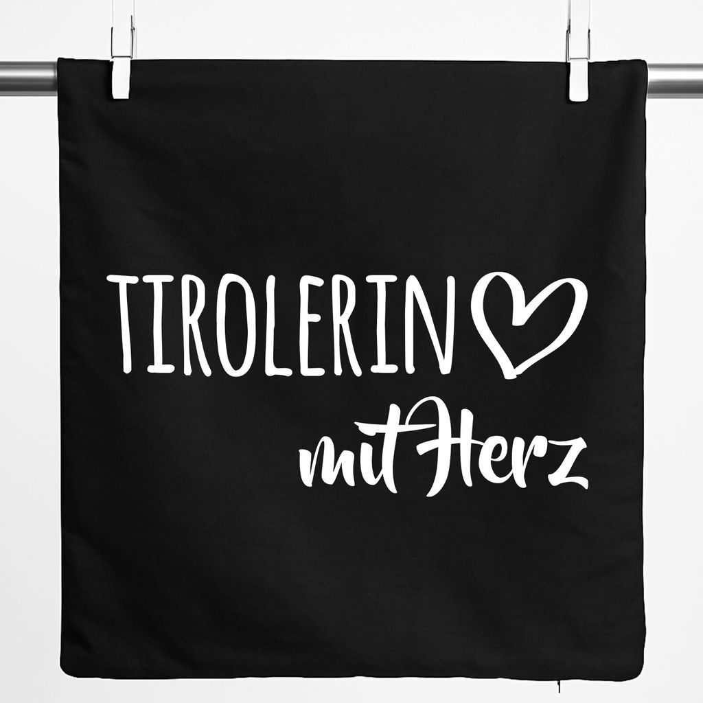 Huuraa Kissenbezug Tirolerin mit Herz 40x40cm Black Baumwolle Dekokissenbezug Geschenkidee