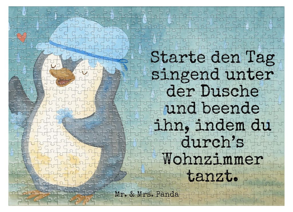 Mr. & Mrs. Panda Puzzle Pinguin Duschen Design 551 Teile - Weiß - Geschenk, 2000, Tanzen, Lebensmotto, Neustart, Singen, 300, Puzzlespiel, Duschko...