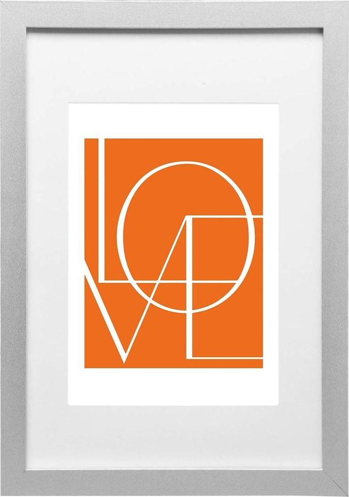 WOLTU Bilderrahmen Fotorahmen Holzrahmen, Fotogalerie mit Papier-Passepartout, aus MDF Platte, silber, 21x29.7 cm (A4)
