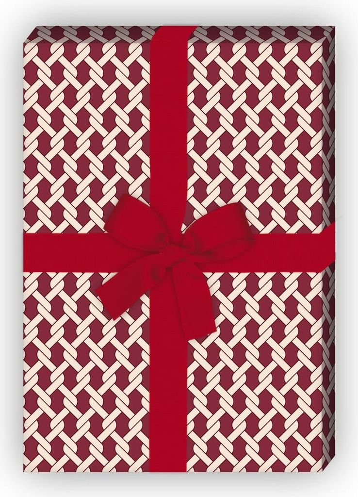 Elegantes Geschenkpapier mit Knoten Muster, rot - G8257, 32 x 48cm
