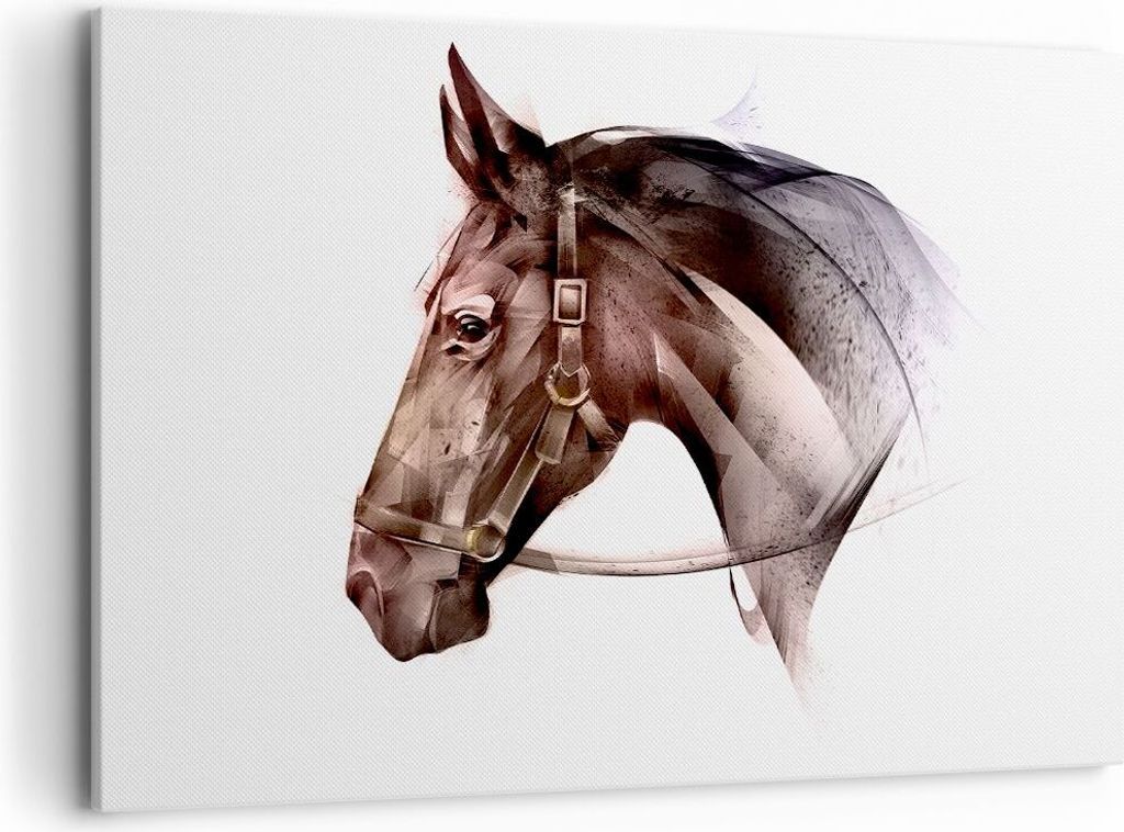 Bild auf Leinwand - Leinwandbild - Pferd Abstraktion - 120x80cm - Wand Bild - Wanddeko - Wandbilder - Leinwanddruck - Bilder - Kunstdruck - Wanddek...