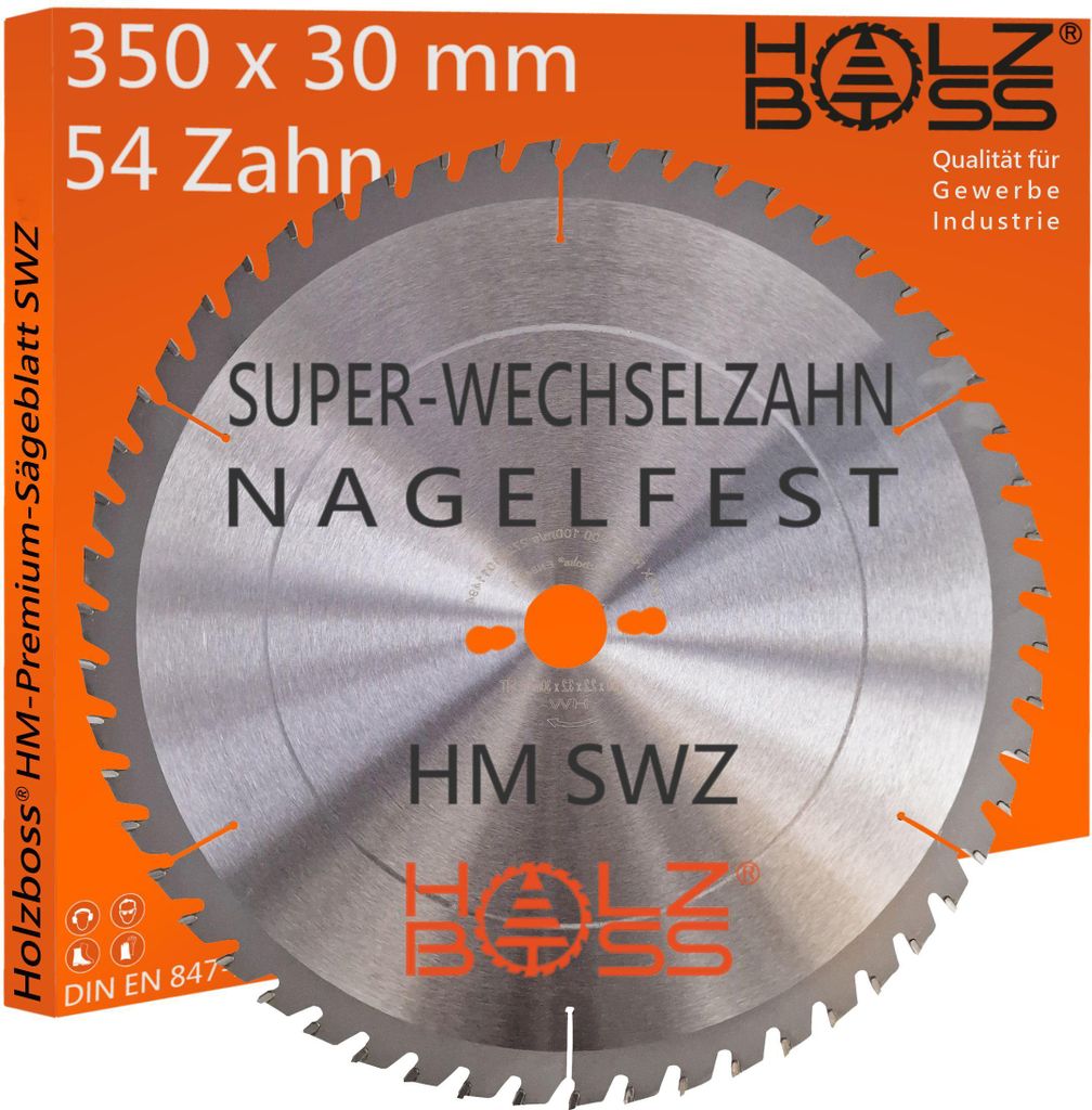 Holzboss ® HM-Sägeblatt 350 x 30 mm - nagelfest SWZ 54 x Produktbild 