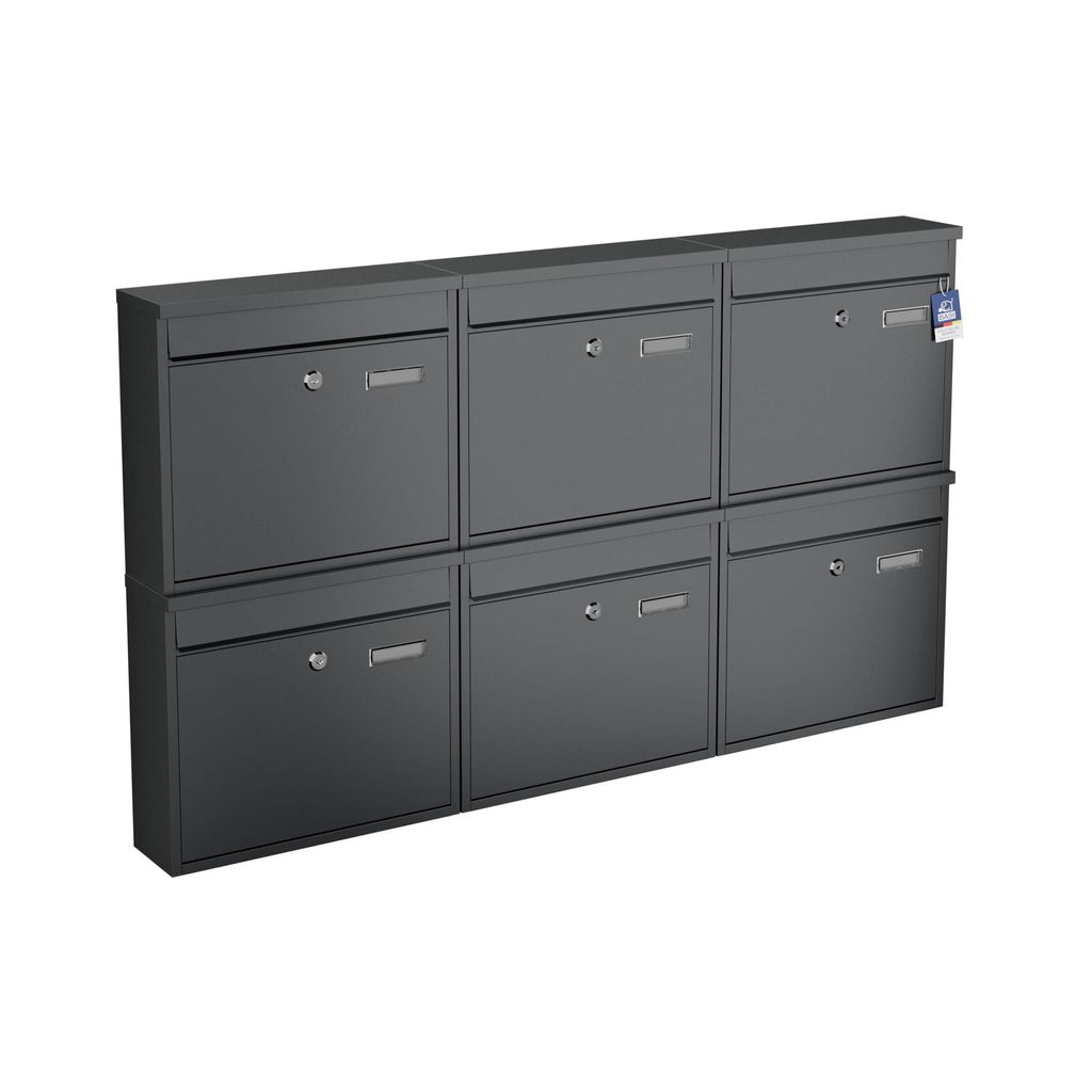 BASI - Briefkasten - SET - 6x BK 360M - Stahl matt Produktbild 