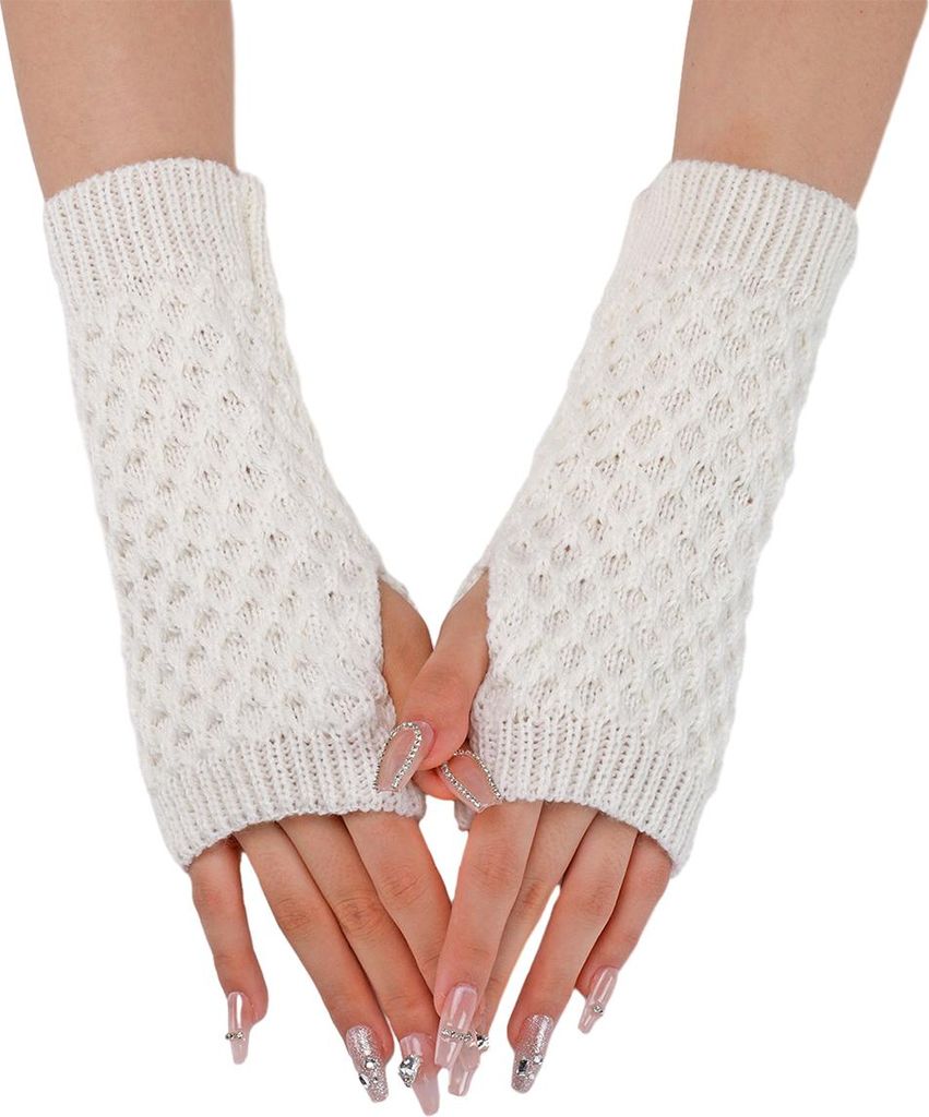 Kunstpelz-Armstulpen – Fingerlose Armstulpen für Damen, Winterhandschuhe, dehnbar, Acrylhandschuhe, lange Handschuhe