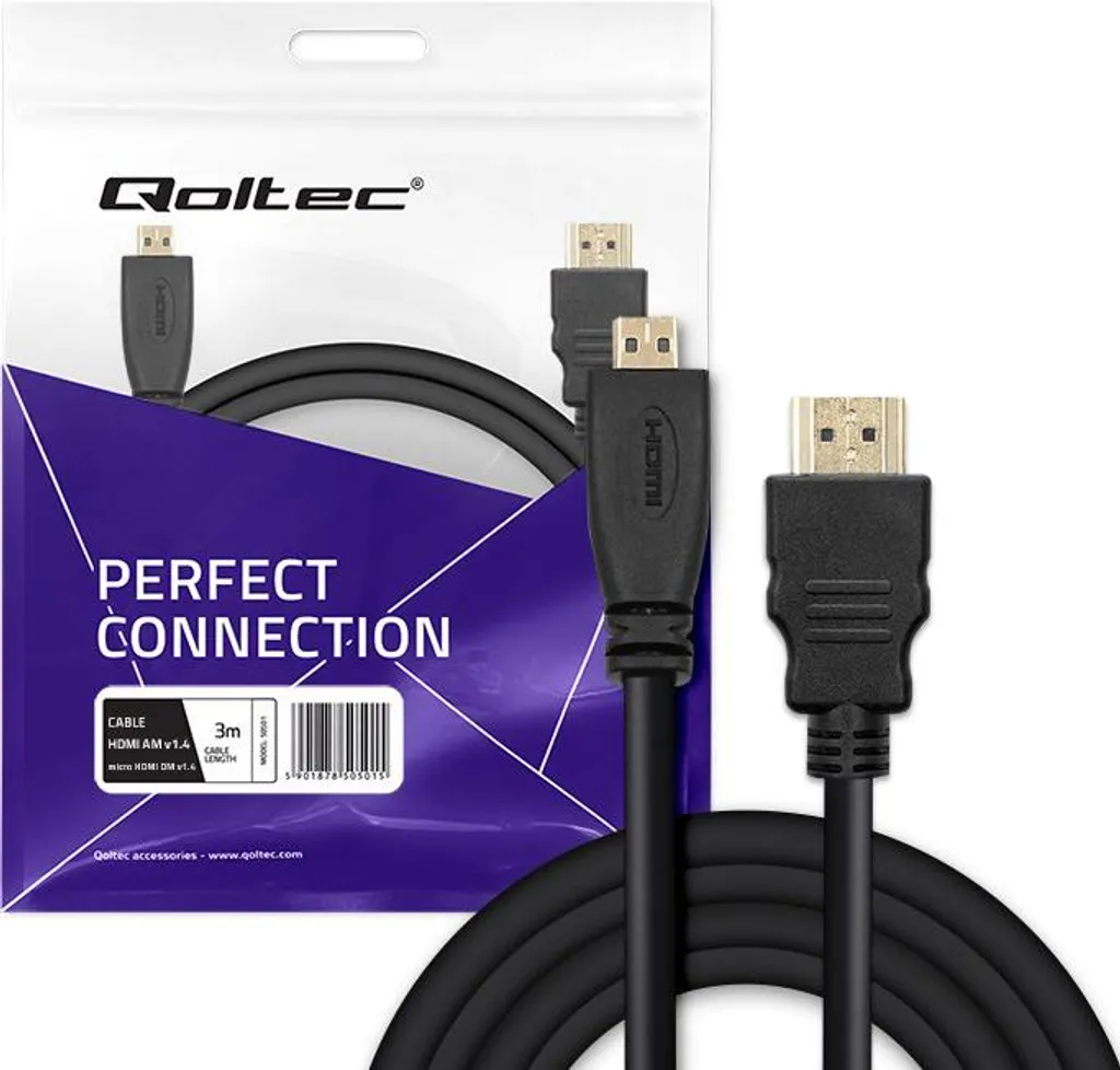 Cavo Professionale Qoltec HDMI-Micro HDMI 3m 4K - Per Ufficio e Media - 11