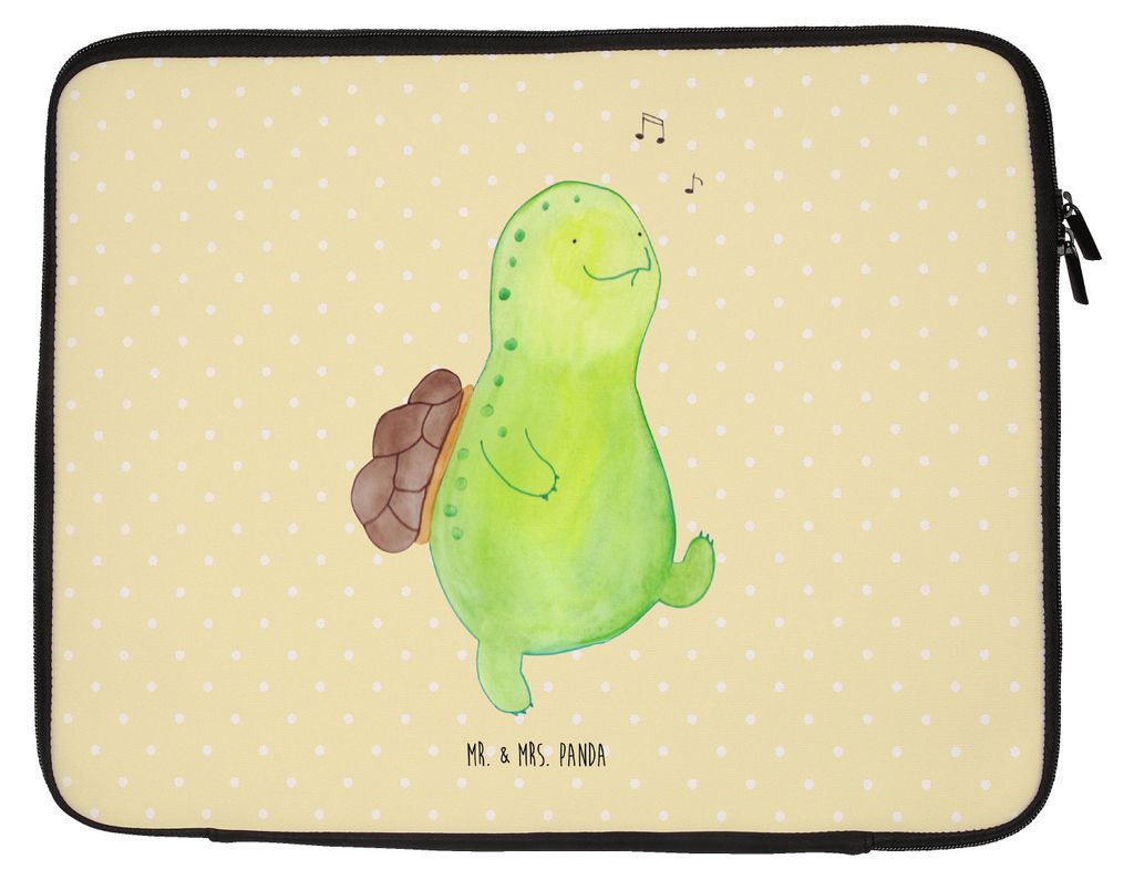 Mr. & Mrs. Panda Notebook Tasche Schildkröte Pfeifen 27 x 36 cm - Gelb Pastell - Geschenk, Neuanfang, Motivation, Schildkröten, Laptop, Laptophü...