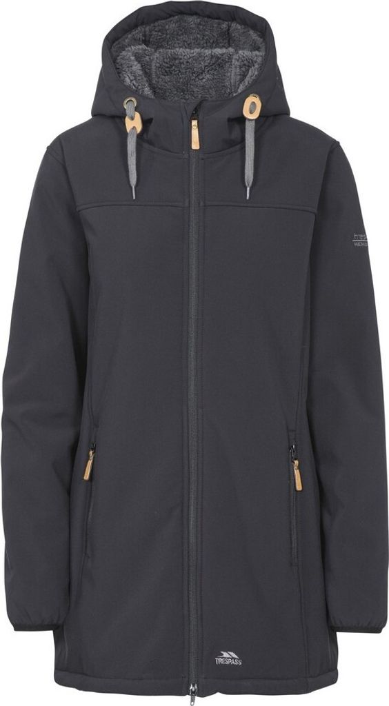 Trespass Damen Jacke Kristen, mit Kapuze, wasserdicht, längere Länge TP4195 (S) (Schwarz)