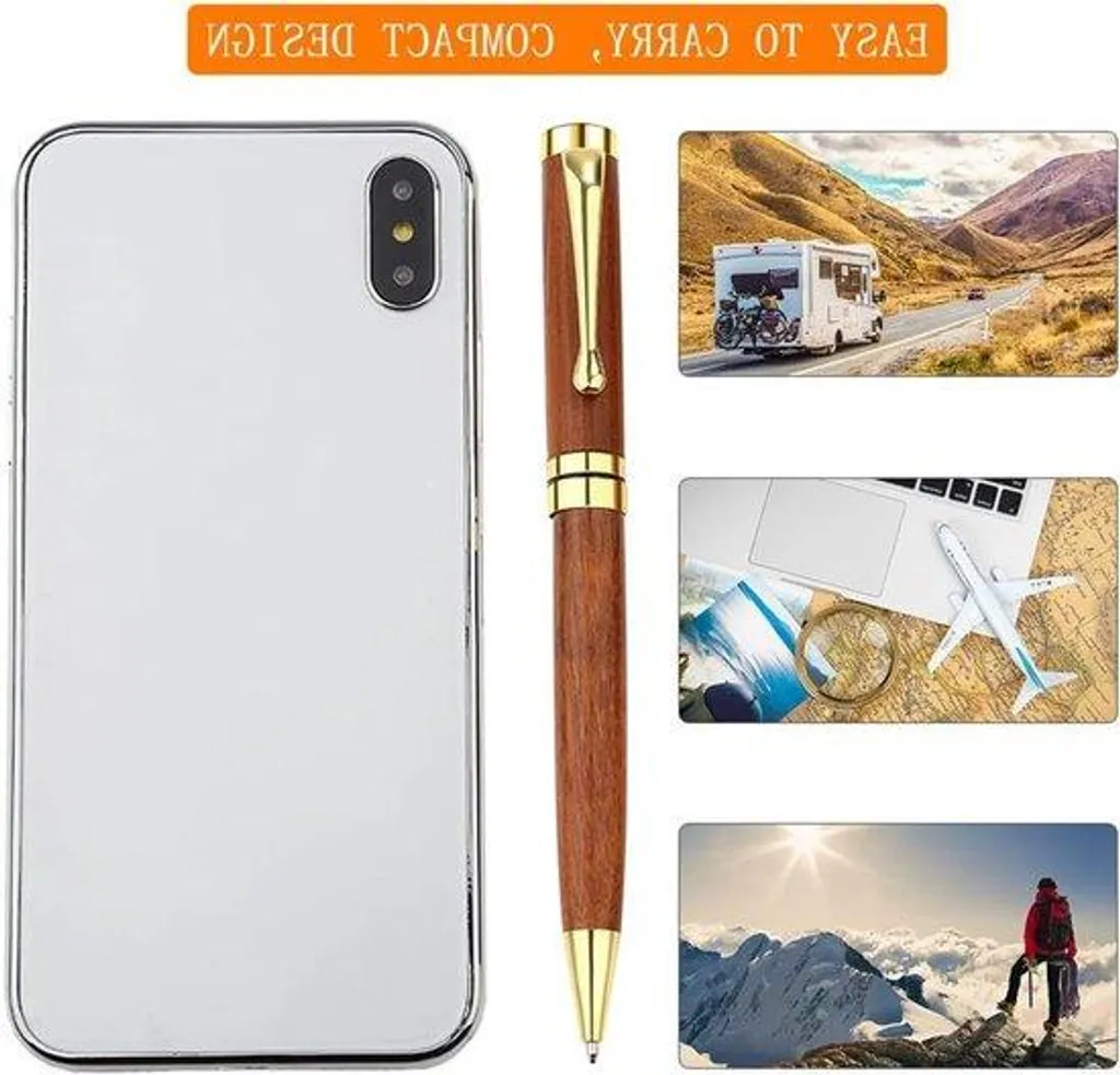 Set d'écriture stylo rétractable corps métallique encre noire lot de 4