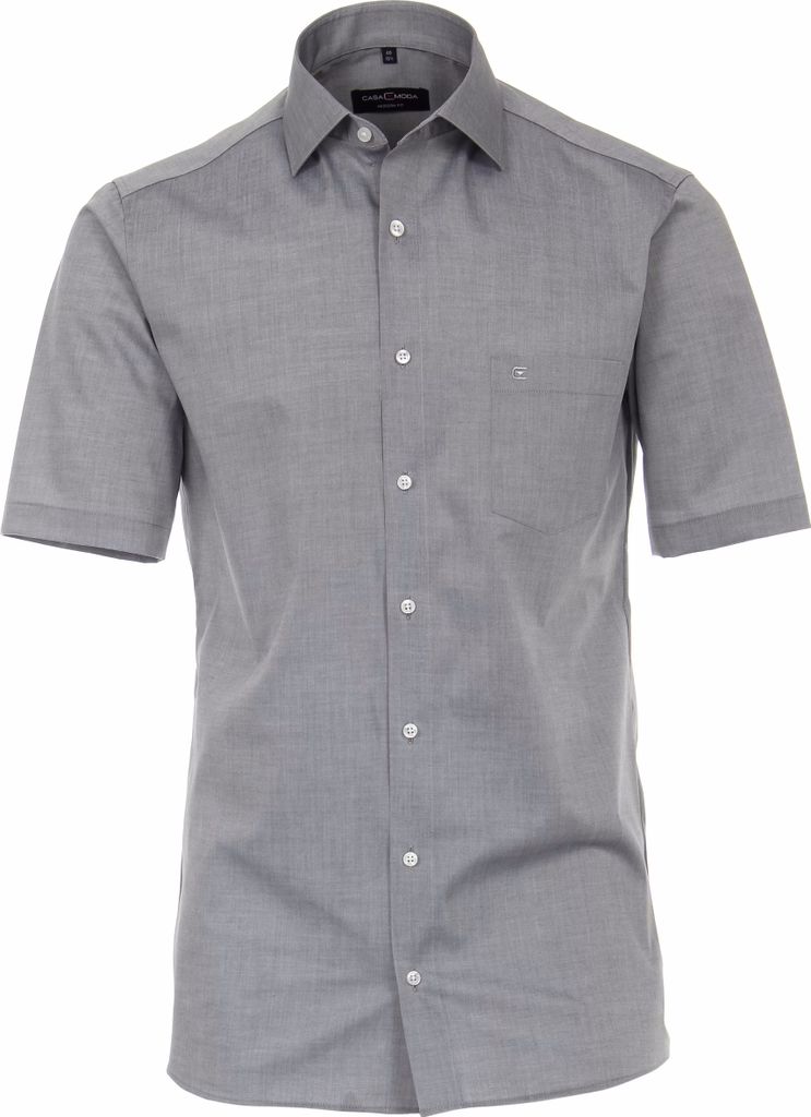 CASAMODA Herren Businesshemd Kurzarm Kent Modern-Fit Silbergrau 44