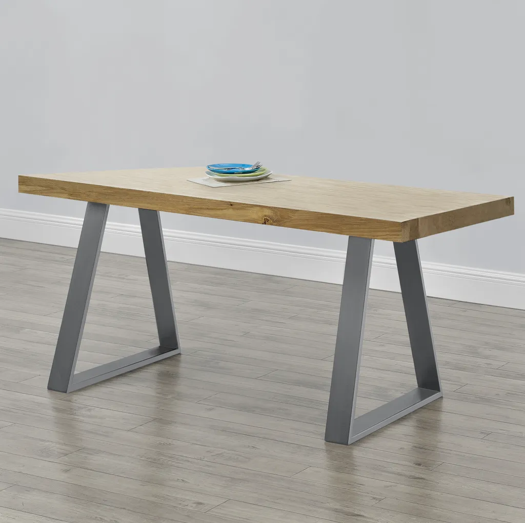 Pied de table rectangulaire en acier noir 72cm pour table à manger 2x