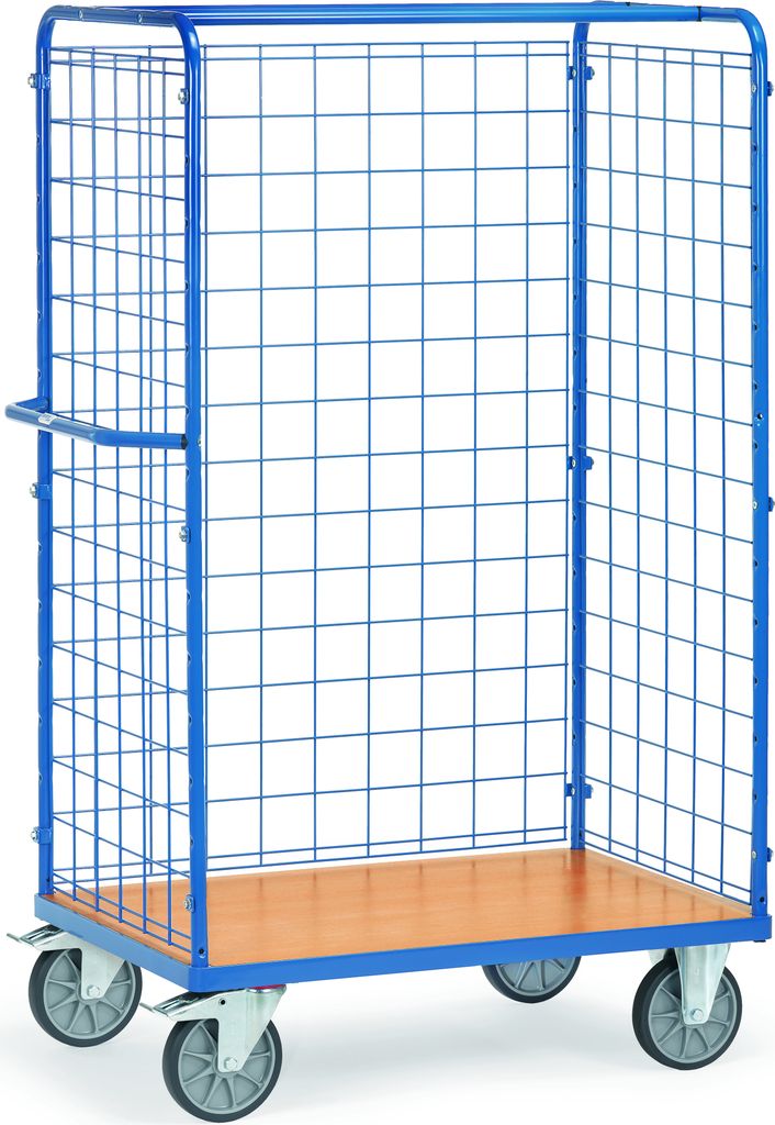 FETRA Paketwagen mit 3 Drahtgitterwänden - 1.200 x 800 mm, bis 600 kg