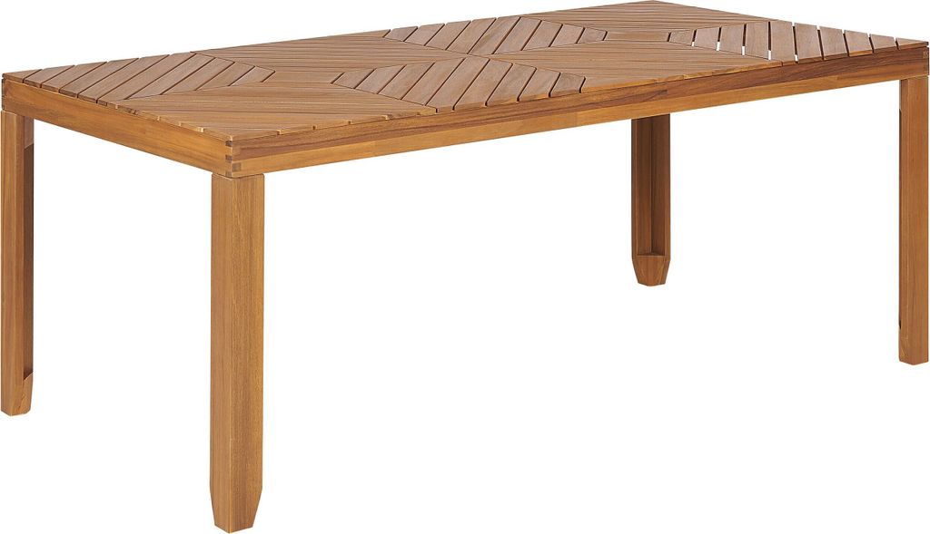BELIANI Gartentisch Hellbraun Akazienholz 180 x 90 cm für 6 Personen Modern Dicke Beine Holztisch Outdoor Terrasse Balkon Möbel Garten Ausstattung