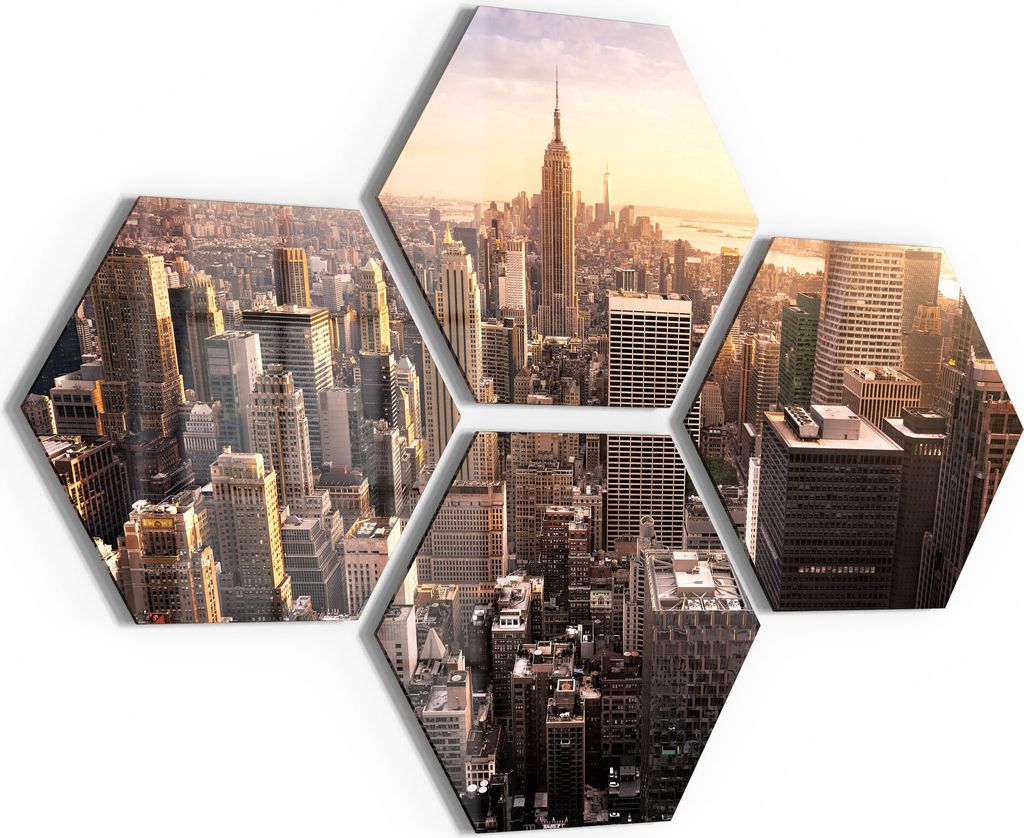 DEQORI Glasbilder 4-tlg 100x70 cm 'New York City Skyline' Produktbild 