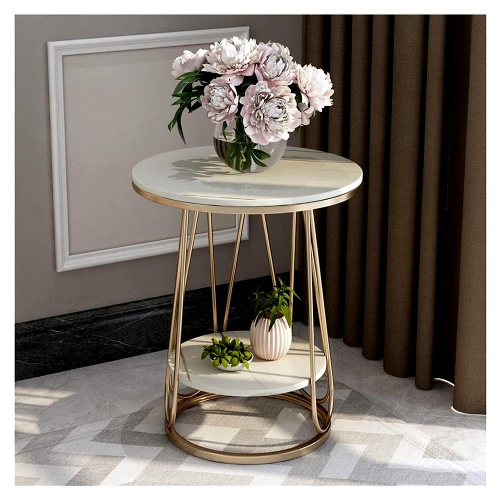 Sofa-Beistelltisch, Nachttisch in Weiß, einfacher nordischer Nachttisch für Schlafzimmer, runder Tisch aus Schmiedeeisen, Nachttisch in Schwarz, ...