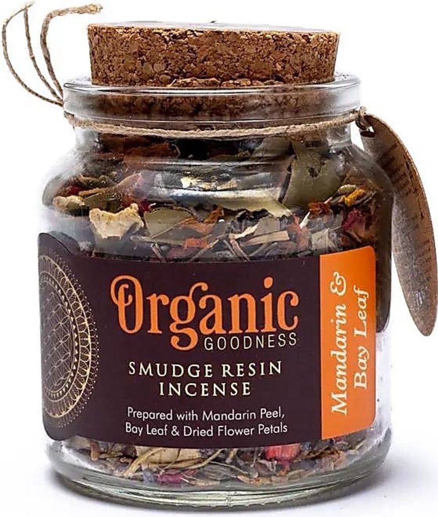 Räucher Set Mandarine & Lorbeer Smudge Weihrauchharz -- 40 g + Räuchergefäß Mess