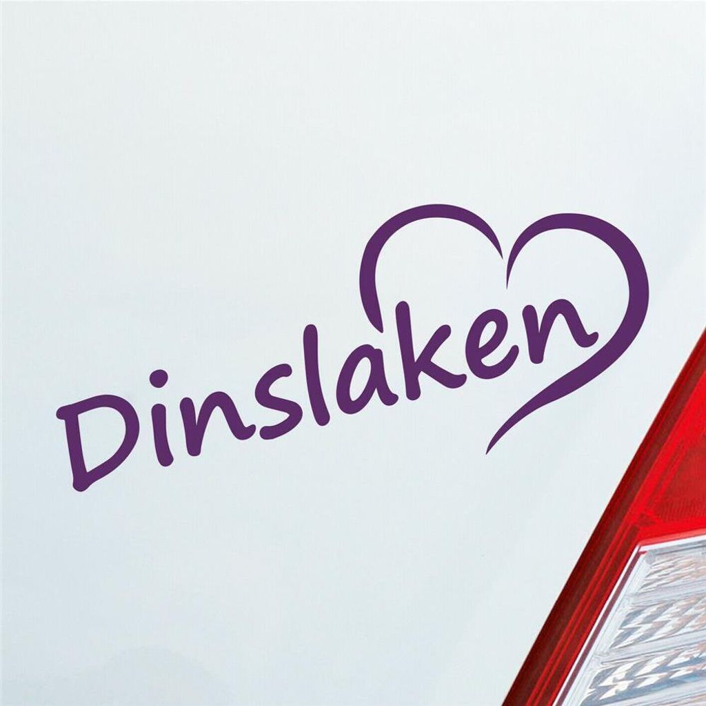 Auto Aufkleber Dinslaken Herz Stadt City Liebe Love Heimat Heart 19x8 cm Lila Sticker Heckscheibenaufkleber