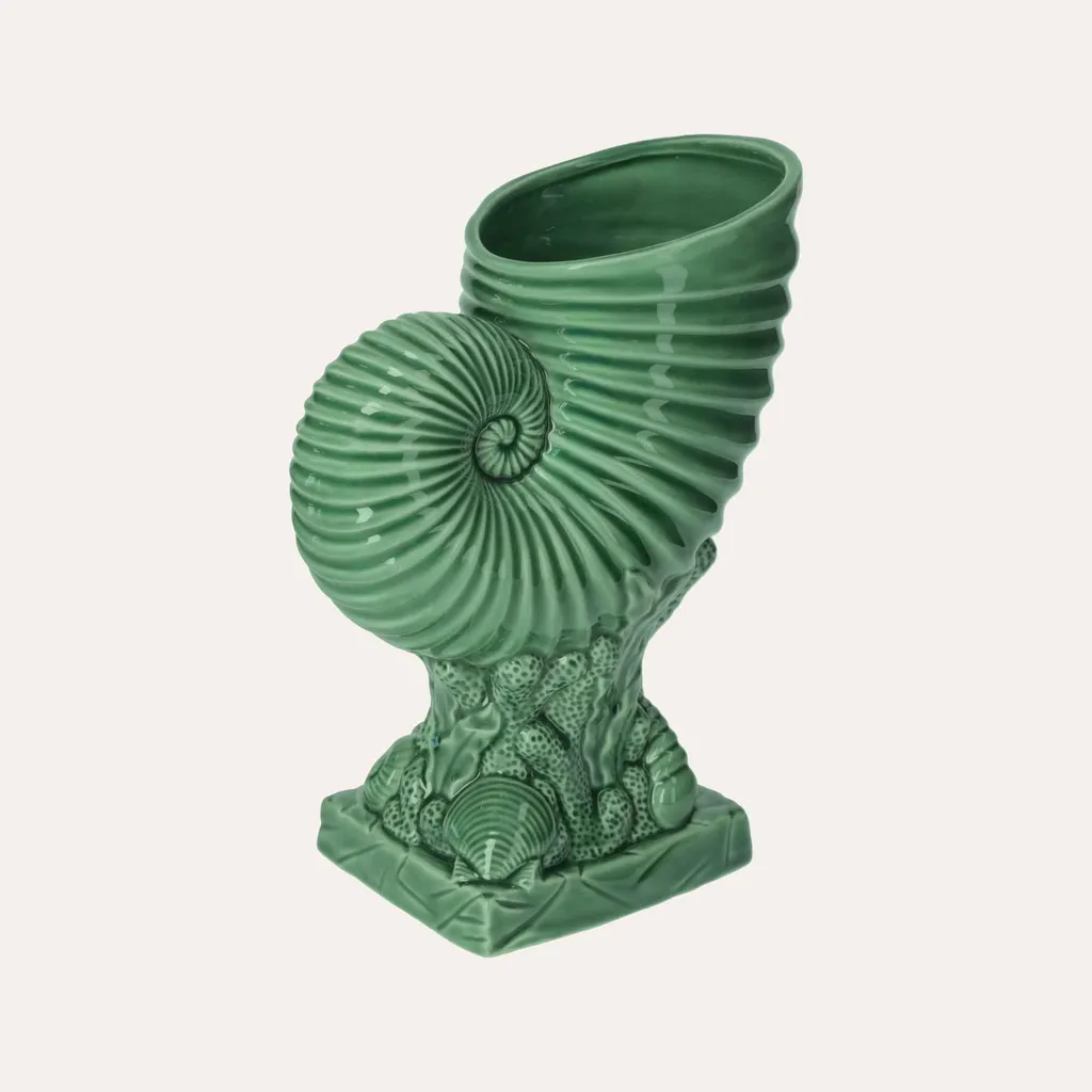 Vase en céramique vert émeraude brillant Nautilus - Finition Luxe