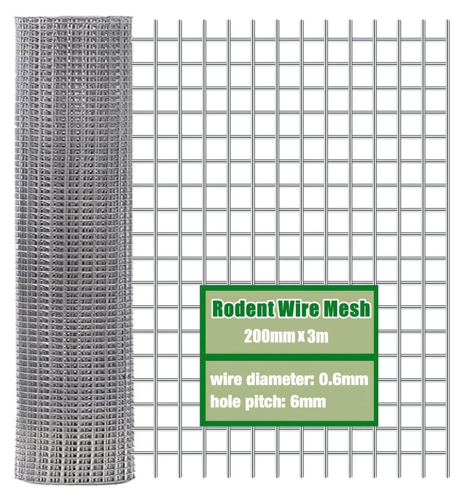 Knaagdier-Mesh-Rolle 200 mm x 3 m, verzinkt, 6 mm Maschenweite