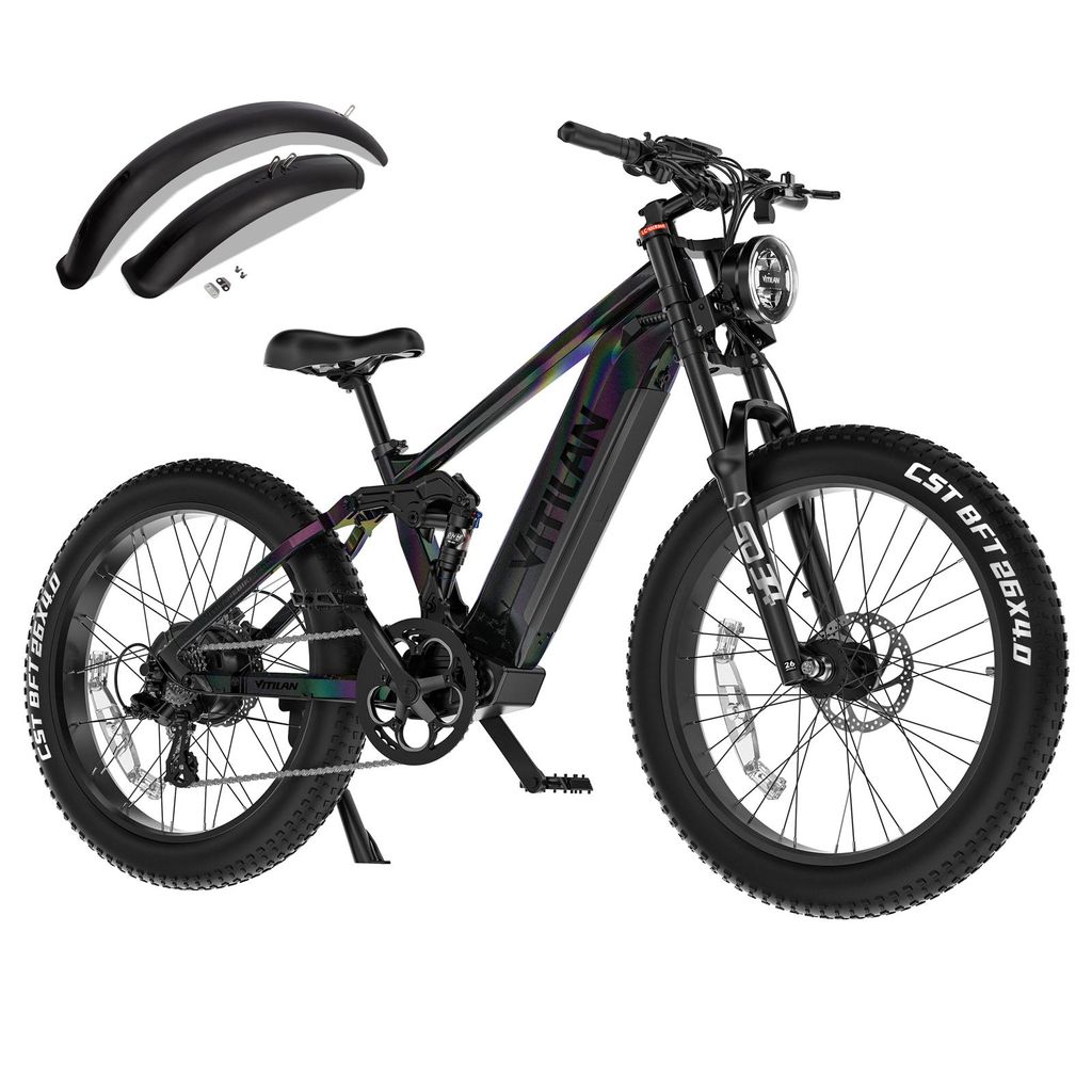 26 Zoll 90N. M Elektrofahrrad Fatbike E-bike E bike 52V, 20Ah, 1040Wh Samsung Akku Fatbike EMountainbike Vollfederung E-Mountainbike 130KM 8-Gang MTB