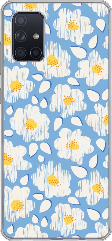MuchoWow Handyhülle Schutzhülle Hülle für Telefoonhoesje Samsung Galaxy A51 Mädchen - Blumen - Blau - Muster - Mädchen - Kinder - Kinder - ...
