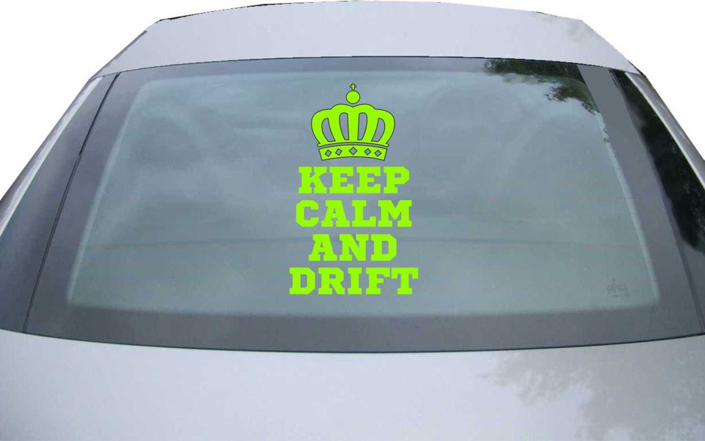 Indigos UG - Aufkleber Heckscheibe & Motorklappe DE6417 - neongrün - 600x366 mm - keep calm and drift - Auto Scheiben Fenster Heckklappe Tuning Ra...