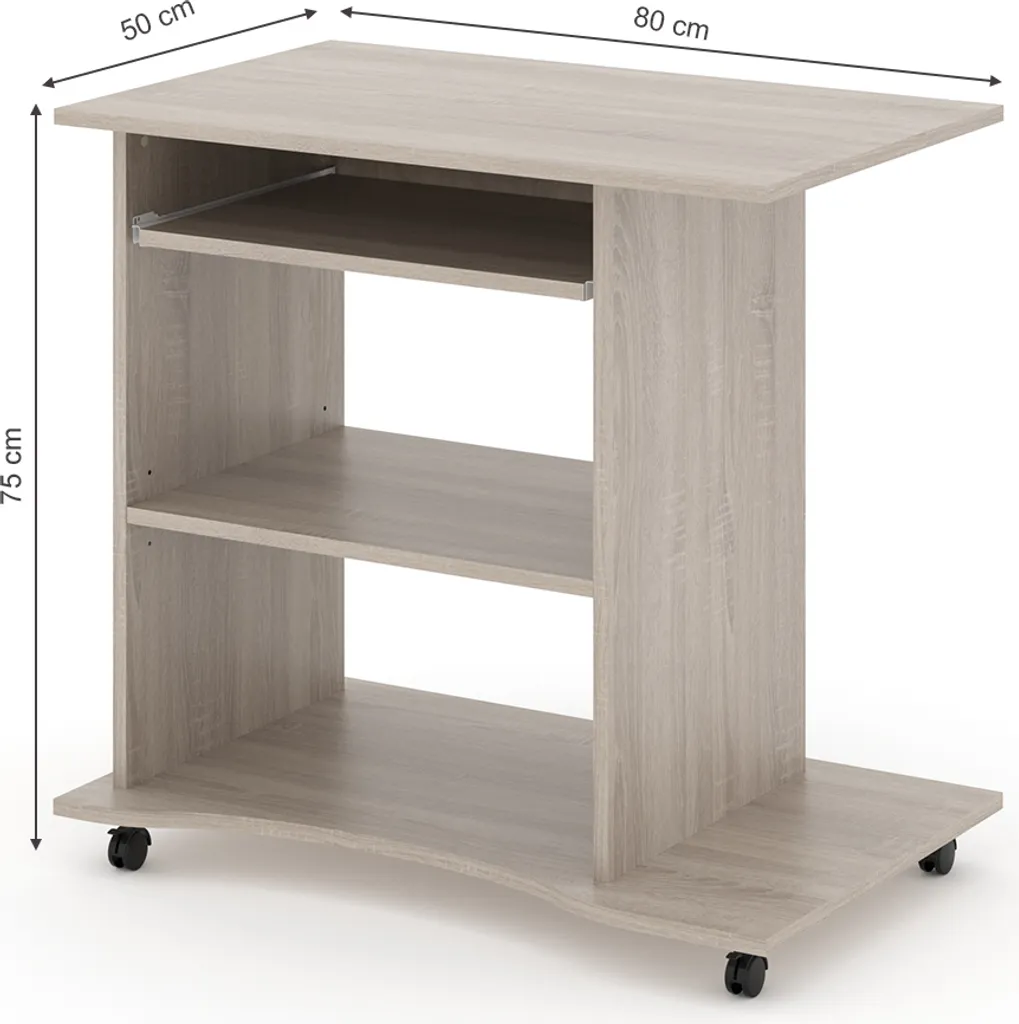 Table de travail compacte Vicco Harm 80cm chêne pour télétravail