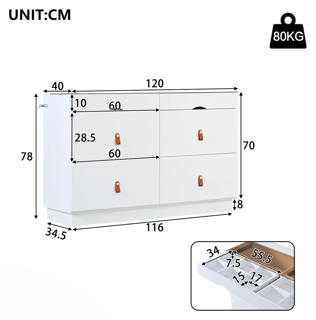Coiffeuse et Commode de Rangement Blanche L120cm pour la Chambre - 2