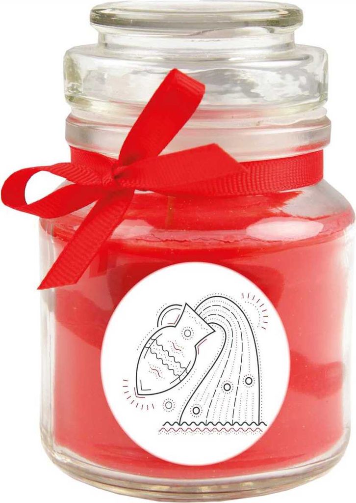 HS Candle "Sternzeichen" Duftkerze Rose im Bonbonglas ( Wassermann ) - viele Motive zur Auswahl, 120g - Brenndauer bis zu 30 Std - Aquarius